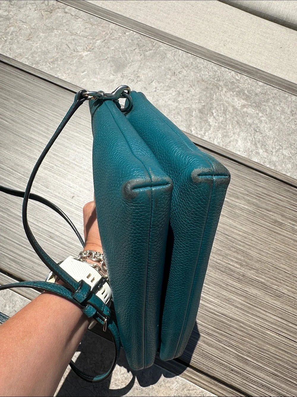 Coach Teal Blue Pebbled Leather Crossbody